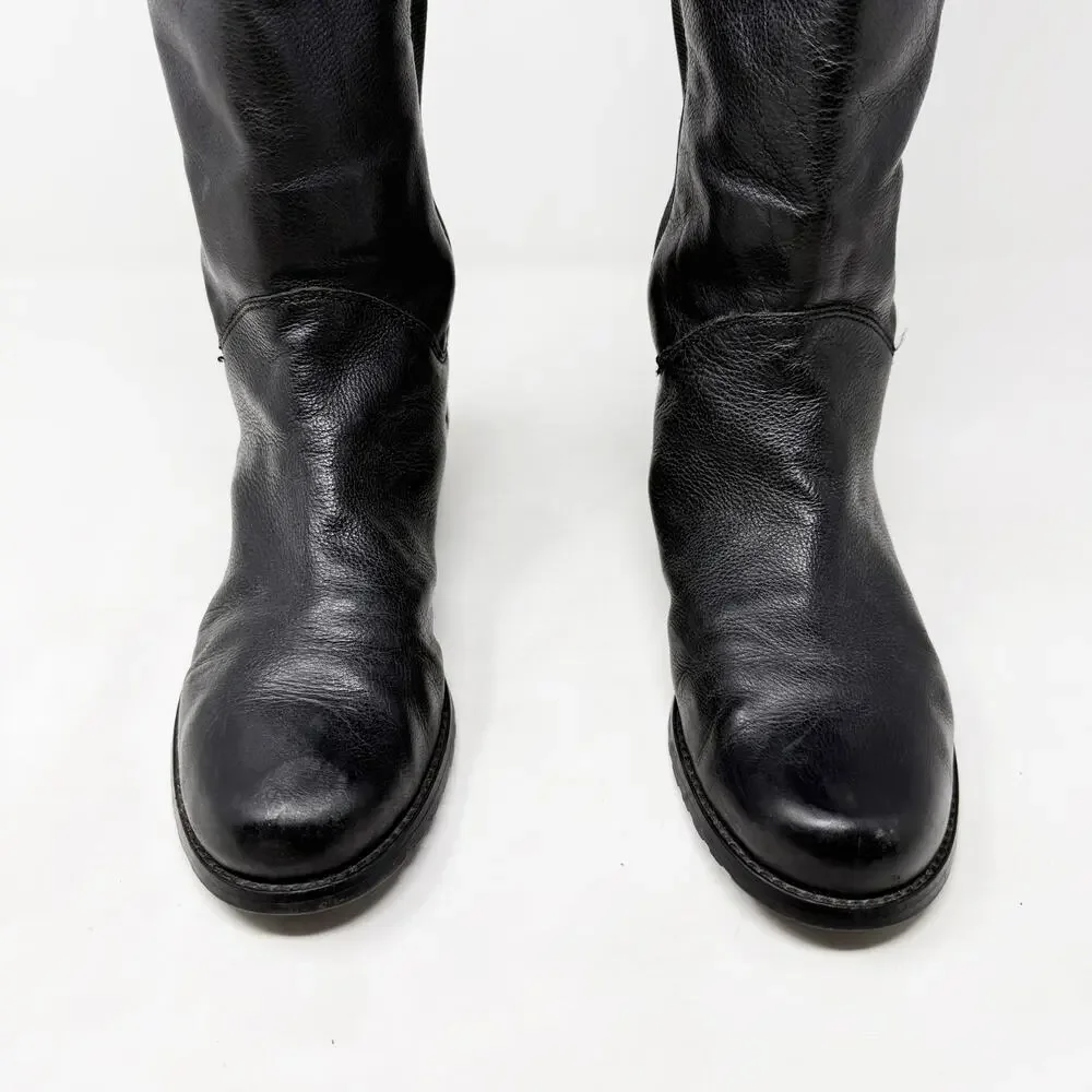 [Stuart Weitzman] Black Leather Accummulate Tall Knee High Riding Boots Size 7.5